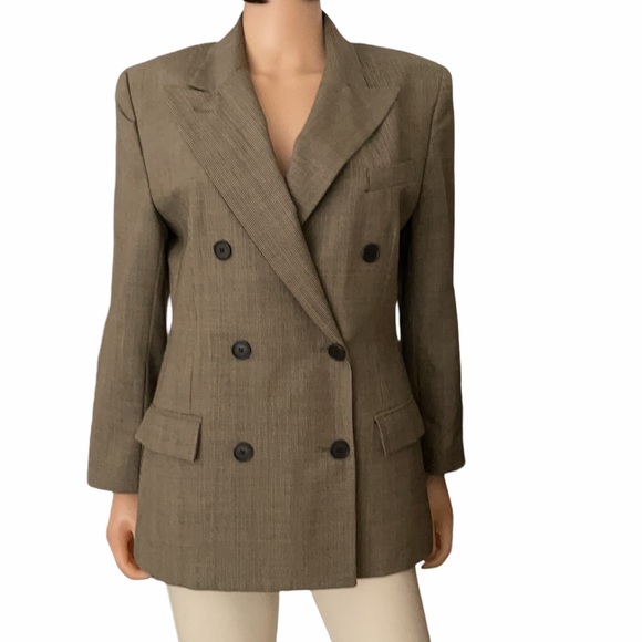 Lauren Ralph Lauren Double Breasted Houndstooth Wool Blazer Size 12